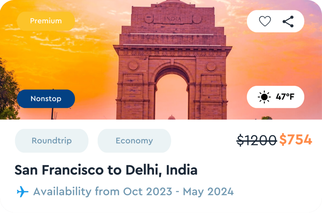 OneAir Premium Travel Package - San Francisco to Delhi