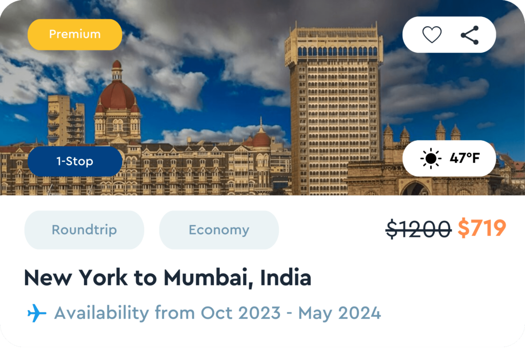OneAir Premium Travel Package - New York to Mumbai