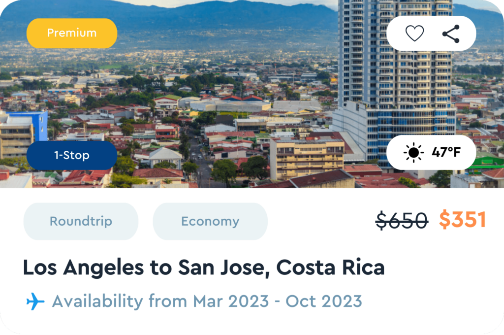 OneAir Premium Travel Package - Los Angeles to San Jose, Costa Rica