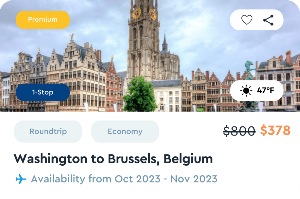 OneAir Premium Travel Package - Washington to Brussels