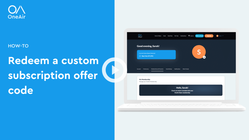 How to Redeem a Custom Subscription Code Offer - OneAir